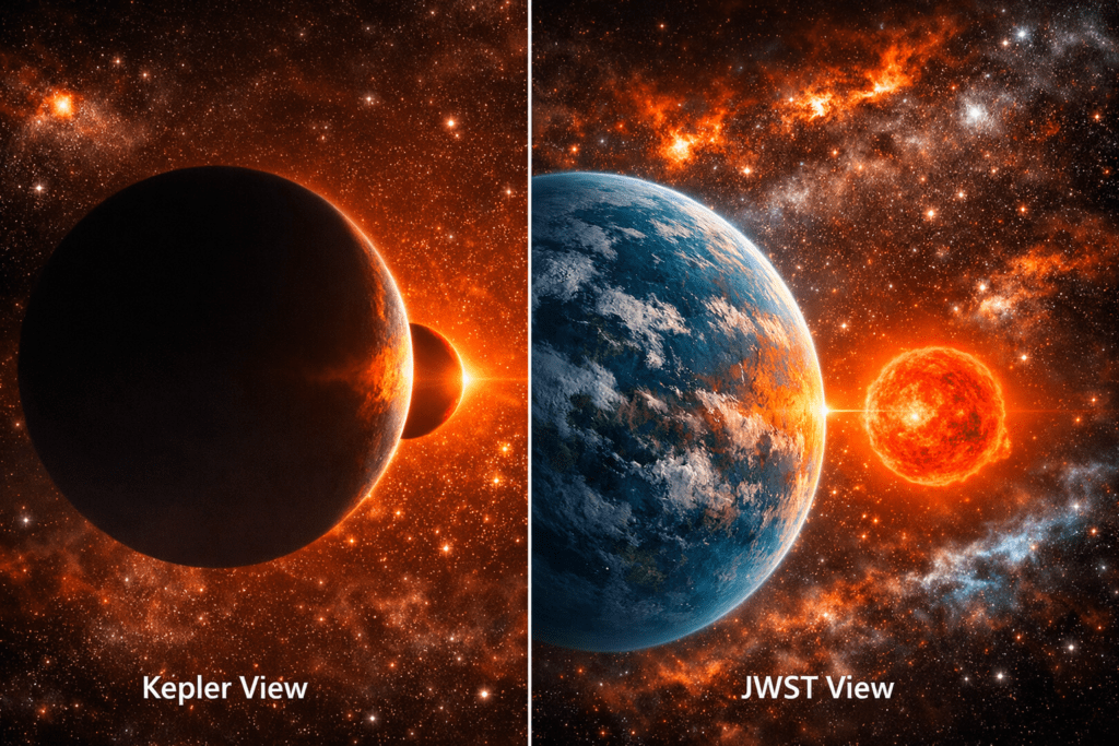 Kepler-Vs-Jwst-1024x683 नासा(NASA) की सबसे बड़ी खोज: एक ऐसा ग्रह जो पृथ्वी से भी ज़्यादा रहस्यमयी है!