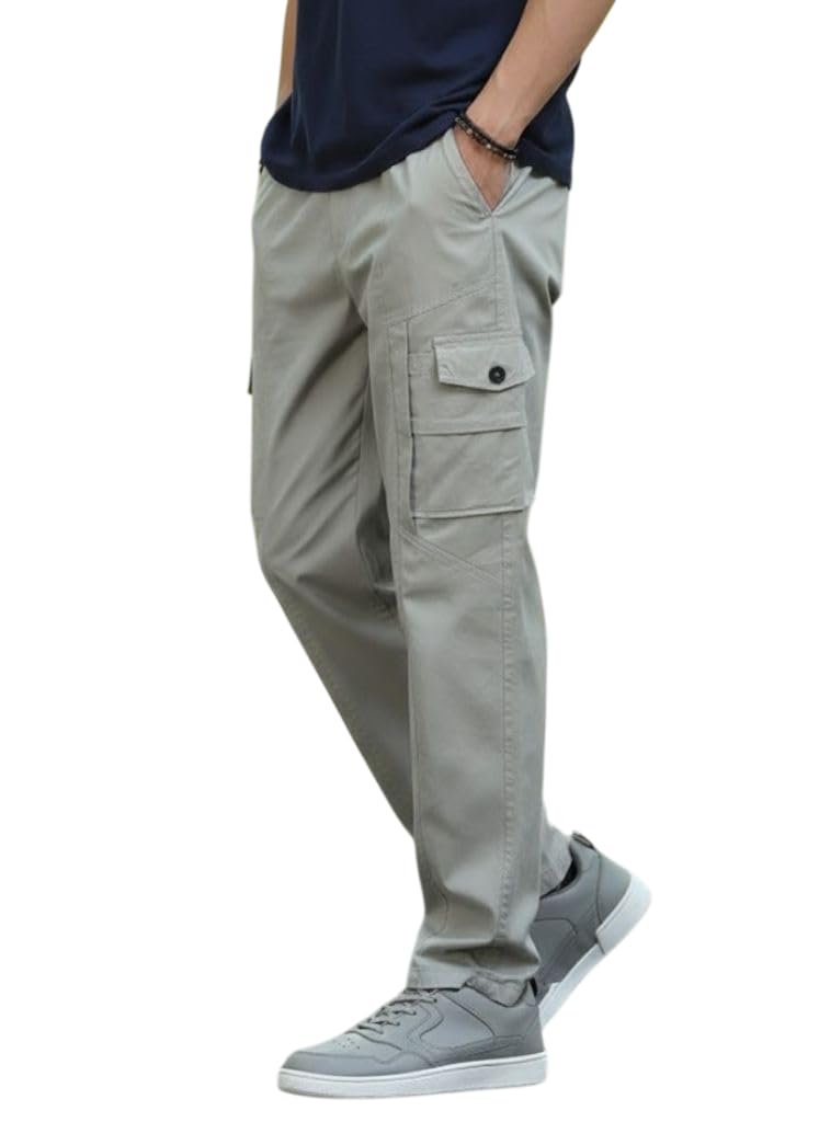 Men’s Cotton Cargo Pants | Stylish Casual Trousers for Men | Relaxed Fit Multi Pocket Cargo Trousers | Drawstring Waist Pant | Comfortable Lower for Men