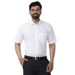 UATHAYAM Classic White Cotton Half Sleeve Solid Trending White Formal Shirt for Men Pack of 1