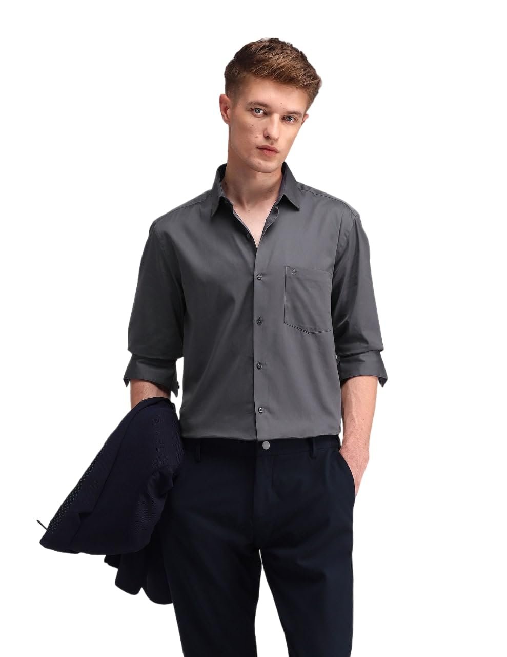 Arrow Solid Slim Fit Mens Formal Shirt – 100% Cotton, Breathable & Comfortable, Full Sleeves Shirts for Men