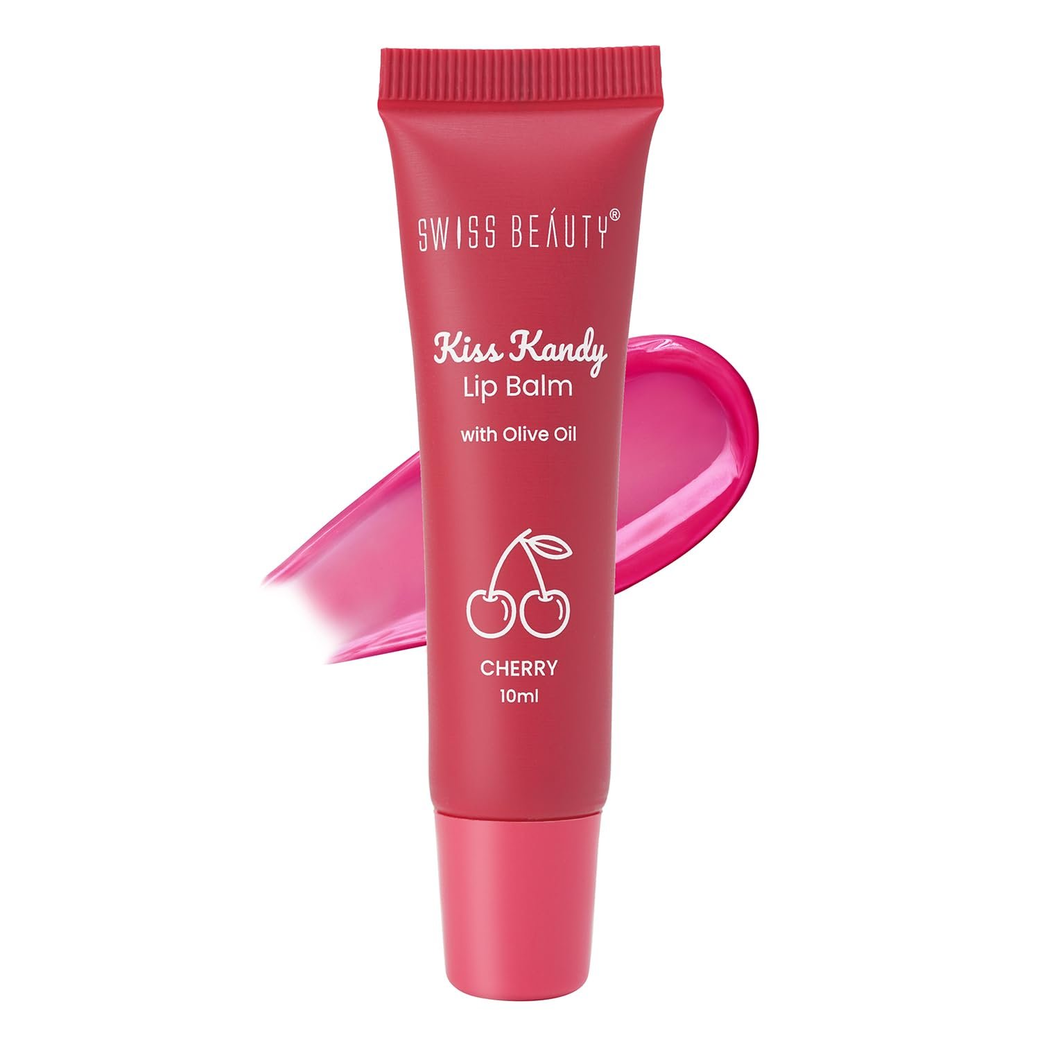 Swiss Beauty Kiss Kandy Tinted Lip Balm | Moisturising Non-Sticky Formula with Olive Oil & Vitamin E | Soft, Smooth & Hydrated Lips All Day | Cherry, 10ml Swiss Beauty Kiss Kandy Tinted Lip Balm | Moisturising Non-Sticky Formula with Olive Oil & Vitamin E | Soft, Smooth & Hydrated Lips All Day | Cherry, 10ml