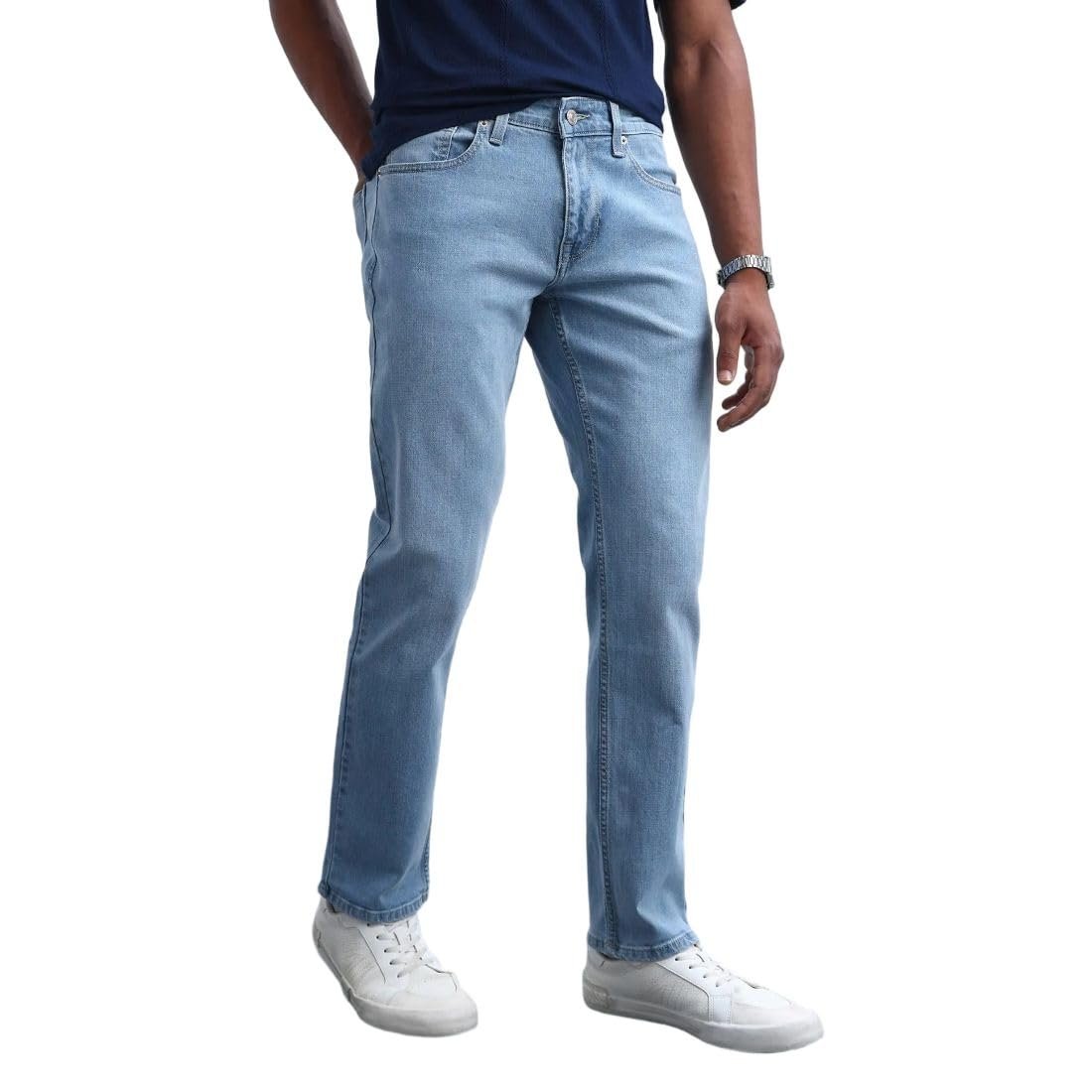 Flying Machine Men’s Slim Straight Fit Jeans| Solid | High Rise | Stretchable | Jeans for Man