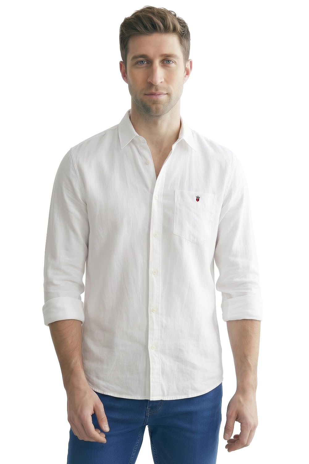 Louis Philippe Men’s Cotton Slim Fit Over Dyed Color Depth Comfortable and Durable Soft Handfeel Full Sleeve Solid Casual Shirt