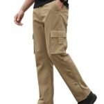 Men’s Cotton Cargo Pants | Stylish Elastic Drawstring Waist | Multi Pocket Tactical Pants | Casual Streetwear Utility Comfortable Regular Fit Outdoor Cargos