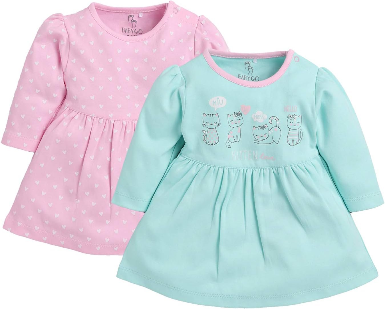 BABY GO Baby Girls Designer Set of 2 Frocks GOBS20-489-FROCK-PARENT Pink 3 to 6 Months