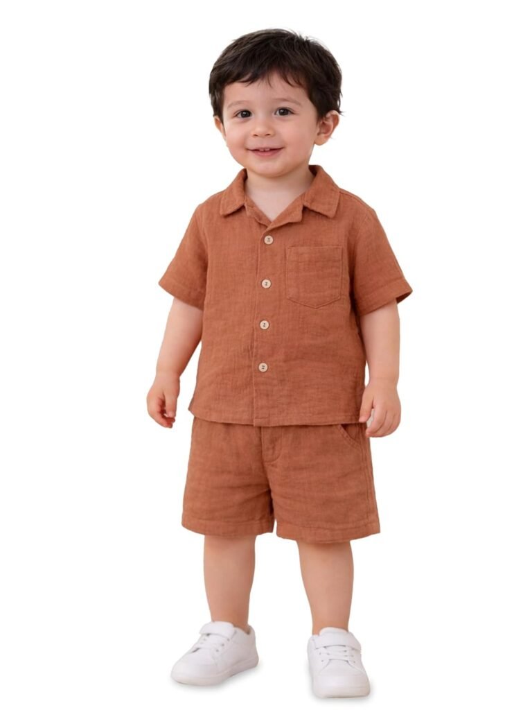 Kidbea Organic Cotton Shirt & Pant Co-ord Set for Kids | Elegant & Comfortable Summer Wear | Stylish Half Sleeve Shirt with Bow & Comfy Shorts Kidbea Organic Cotton Shirt & Pant Co-ord Set for Kids | Elegant & Comfortable Summer Wear | Stylish Half Sleeve Shirt with Bow & Comfy Shorts