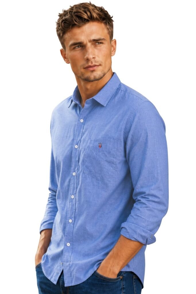 Louis Philippe Men’s Cotton Slim Fit Textured Fabric Soft Handfeel Full Sleeve Casual Shirt Louis Philippe Men’s Cotton Slim Fit Textured Fabric Soft Handfeel Full Sleeve Casual Shirt