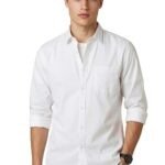 Peter England Men’s Slim Fit Full Sleeve Cotton Solid Casual Shirt with Pocket