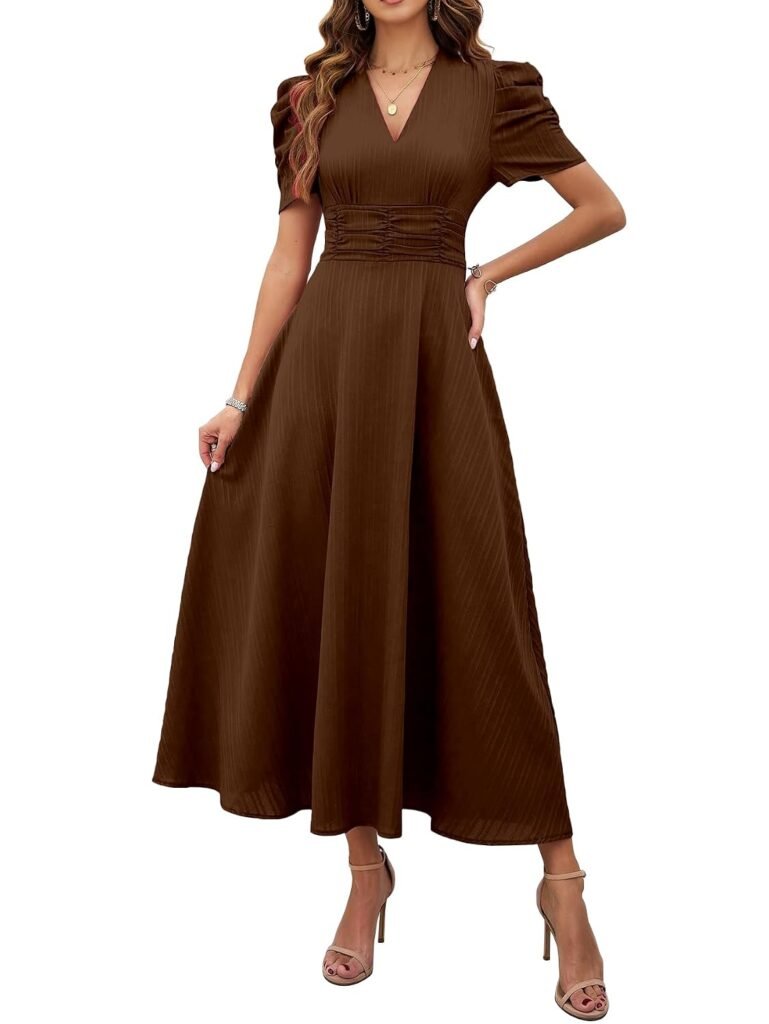 Shasmi Girl’s & Women’s Solid Color V-Neck A-Line Maxi Dress for Women | New Year Party Outfit | Waist Cinched Puff Sleeve Western | Elegant Casual Wear (Dress 246) Shasmi Girl’s & Women’s Solid Color V-Neck A-Line Maxi Dress for Women | New Year Party Outfit | Waist Cinched Puff Sleeve Western | Elegant Casual Wear (Dress 246)