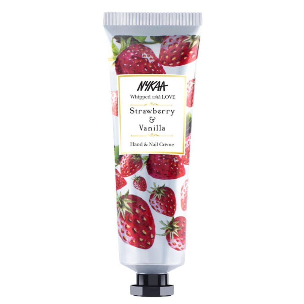 Nykaa Naturals Strawberry & Vanilla Hand & Nail Creme, 30ml| With Avocado, Almond Oil, Jojoba Oil & Hyaluronic Acid| Moisturises & Nourishes Skin| Combats Dryness| Non-Greasy & Non-Sticky Formula