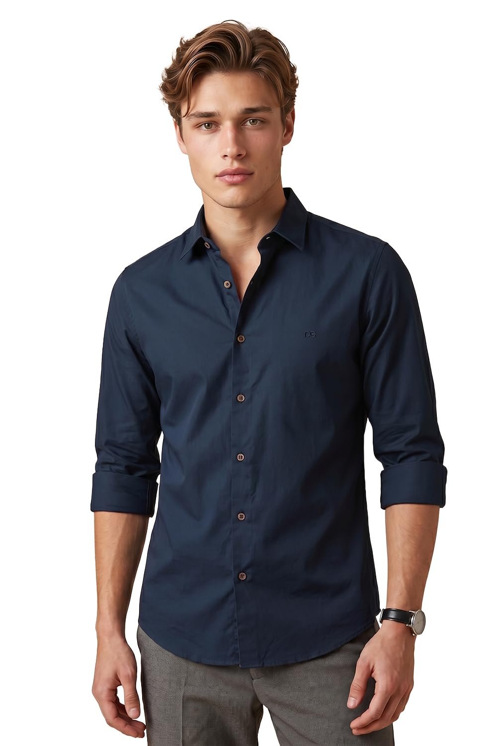 Peter England Men’s Slim Fit Full Sleeve Casual Shirt in Twill Weave Cotton