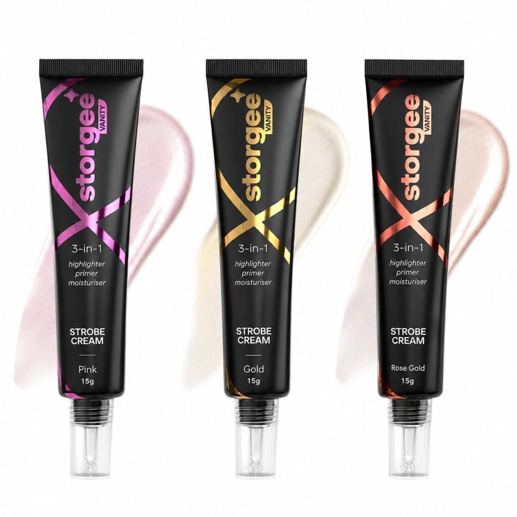 3-in-1 Face Strobe Cream Set of 3 | Highlighter, Primer & Moisturizer for Natural Radiant Glow | Illuminating Makeup Base with Hydrating Finish | Lightweight Glow Cream for Face | 15g Each