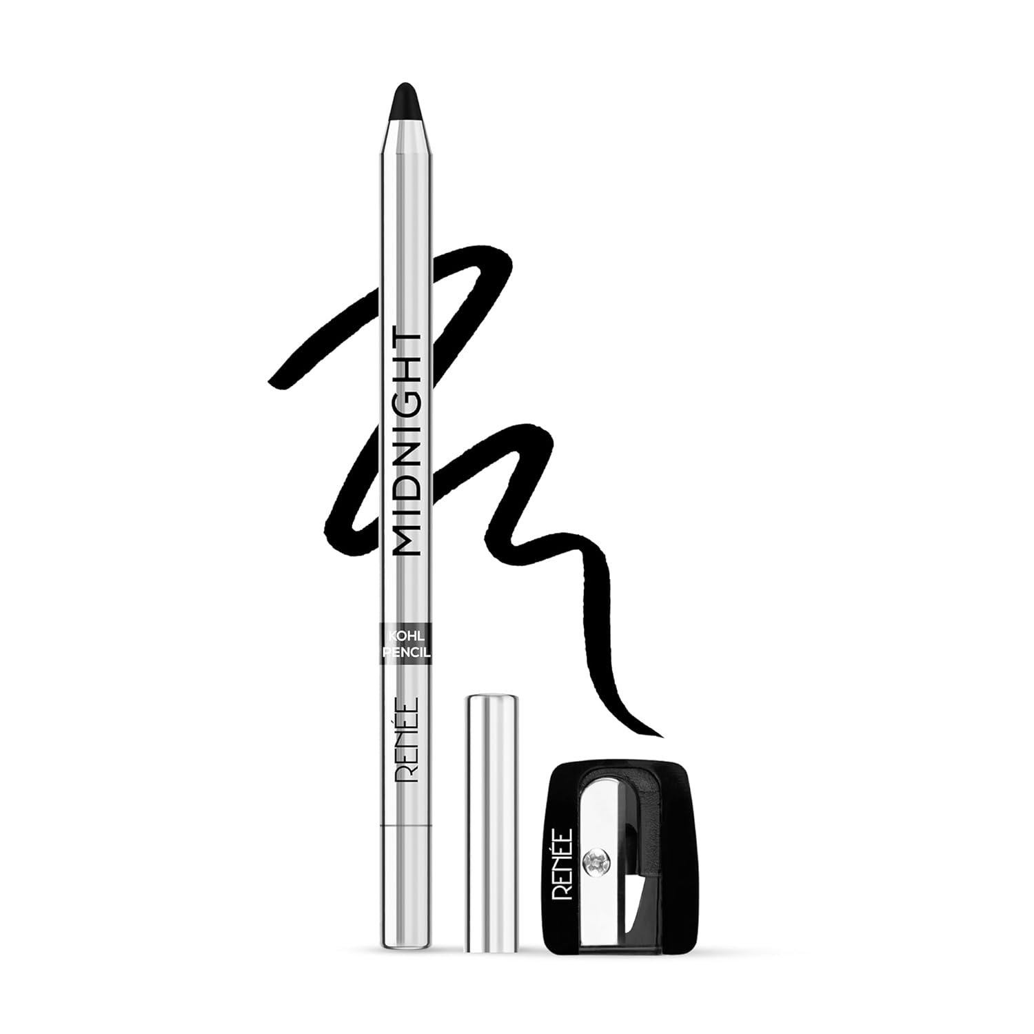 RENEE Midnight Kohl Kajal Pencil | Waterproof, Smudgeproof With Sharpener | 24 Hours Long Stay | Darkest Black | One Swipe Application | Vitamin E, Olive Oil and Castor Oil | Matte Finish |1.5 Gm RENEE Midnight Kohl Kajal Pencil | Waterproof, Smudgeproof With Sharpener | 24 Hours Long Stay | Darkest Black | One Swipe Application | Vitamin E, Olive Oil and Castor Oil | Matte Finish |1.5 Gm
