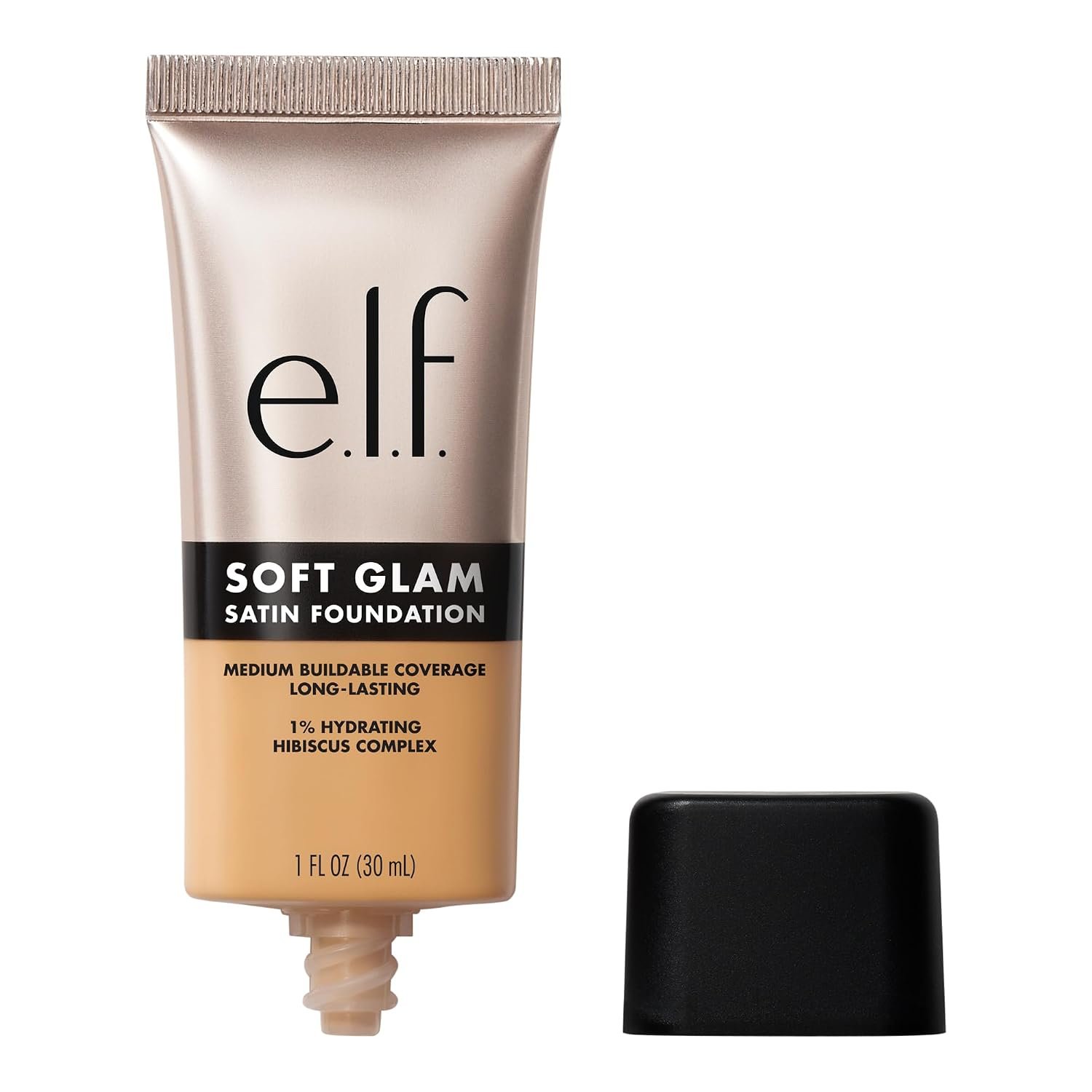 e.l.f. Liquid All Skin Soft Glam Foundation, Medium Coverage, Long-Lasting & Buildable Foundation For A Smooth, Satin Finish, Vegan & Cruelty-Free, 30 Medium Warm