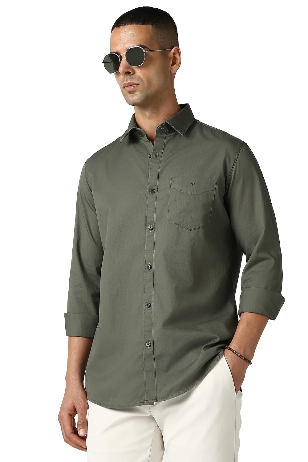 Van Heusen Solid Casual Shirt for Men| Premium Cotton| Full Sleeves| Regular Fit |Breathable Fabric |