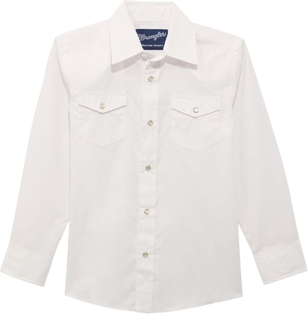 Wrangler Boy’s Long Sleeve White Snap Shirt Wrangler Boy’s Long Sleeve White Snap Shirt
