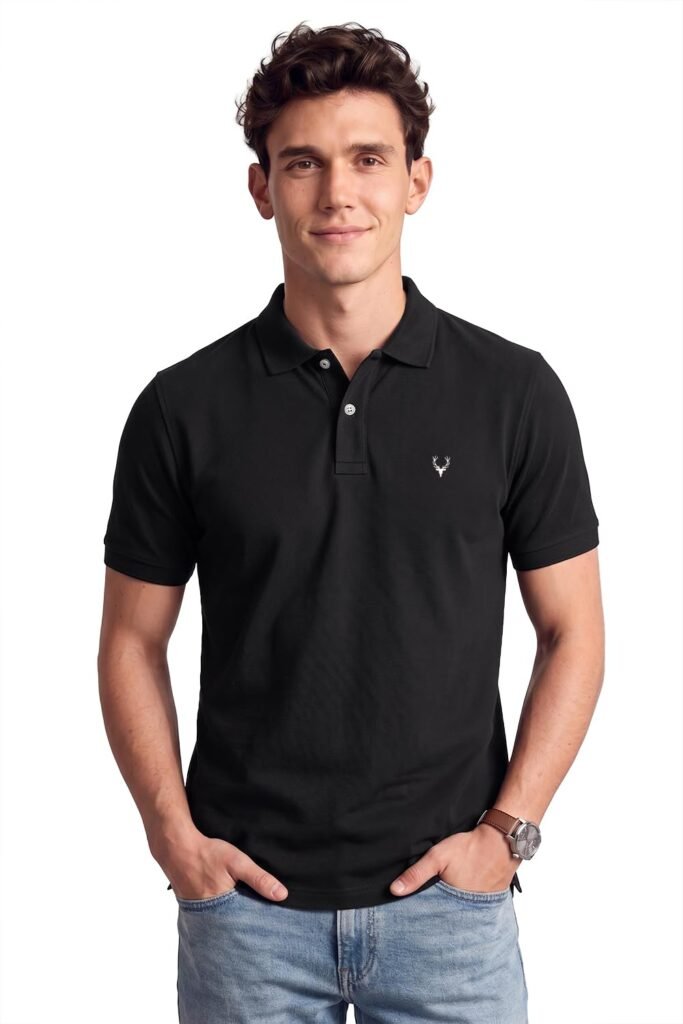 Allen Solly Men’s Polo T‑Shirt | Comfortable Rich Cotton Blend, Band Collar, Regular Fit | Stylish & Premium All Day Wear