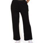 Alan Jones Clothing Women’s Straight Fit Mid Rise Solid Stretch Waffle Straight Pants