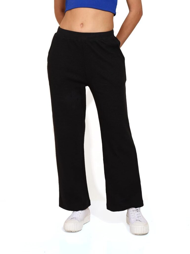 Alan Jones Clothing Women’s Straight Fit Mid Rise Solid Stretch Waffle Straight Pants Alan Jones Clothing Women’s Straight Fit Mid Rise Solid Stretch Waffle Straight Pants