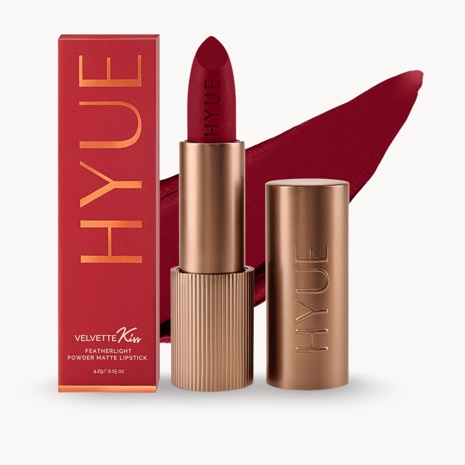 HYUE Velvette Kiss Matte Bullet Lipstick | Mulberry Chic | Feather Light & Powder Finish | Long-Wear Intense Color | with Jojoba, Almond & Gooseberry | Smudge-Proof, Travel-Friendly, Precision Tip