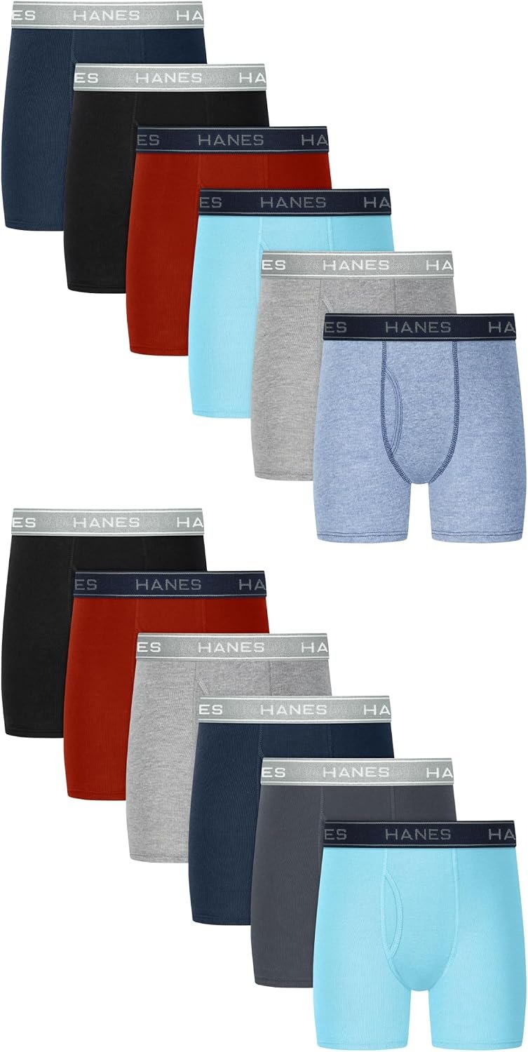 Hanes Boys’ Boxer Briefs, Moisture-wicking Underwear for Boys & Toddlers, Assorted, 10 Or 12 Pack Hanes Boys’ Boxer Briefs, Moisture-wicking Underwear for Boys & Toddlers, Assorted, 10 Or 12 Pack