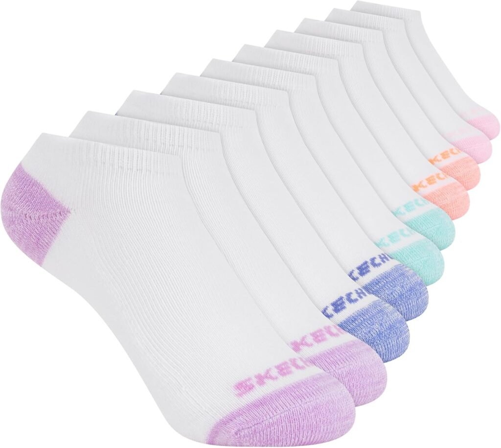 Skechers Girls 10-pack Performance No Show Socks, Everyday Wear for Kids, Soft & Comfort-fit Skechers Girls 10-pack Performance No Show Socks, Everyday Wear for Kids, Soft & Comfort-fit