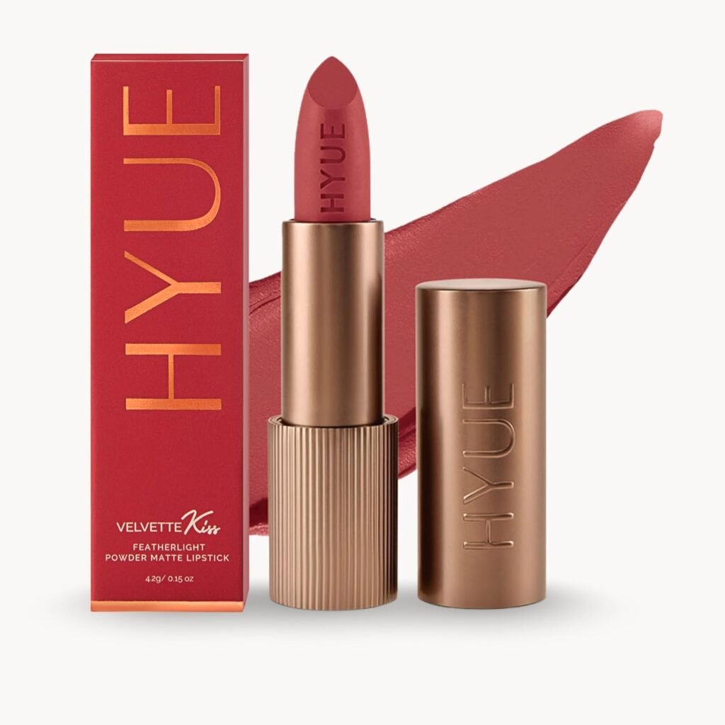HYUE Velvette Kiss Matte Bullet Lipstick | Pink About It | Feather Light & Powder Finish | Long-Wear Intense Color | with Jojoba, Almond & Gooseberry | Smudge-Proof, Travel-Friendly, Precision Tip