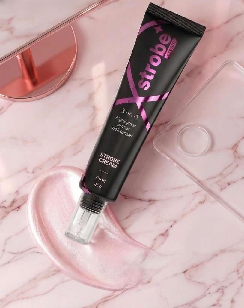 Pink Strobe Cream | 3-in-1 Primer, Highlighter & Moisturizing Face Base | Soft Pink Glow | 30g