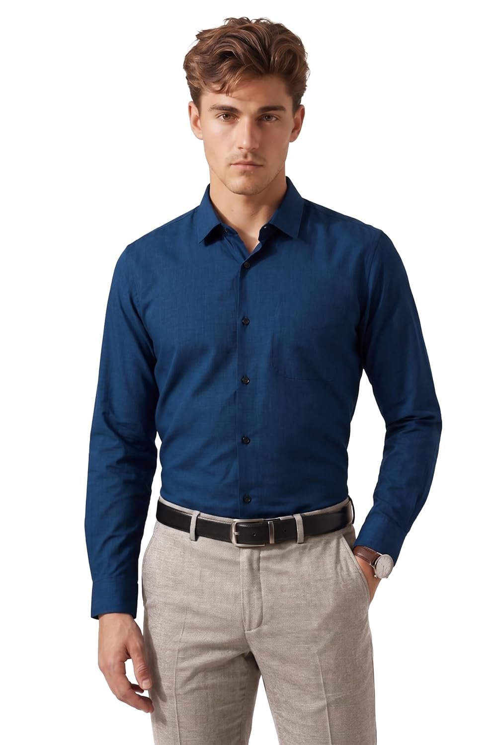 Peter England Men’s Everyday Solid Slim Fit Full Sleeve Formal Shirt | Cotton-Rich Peter England Men’s Everyday Solid Slim Fit Full Sleeve Formal Shirt | Cotton-Rich