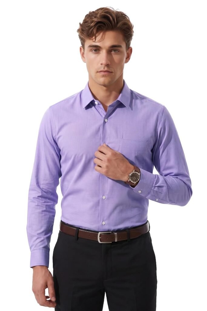 Peter England Men’s Everday Regular Fit Solid Shirt | Cotton Rich | 5-Pin Pocketing