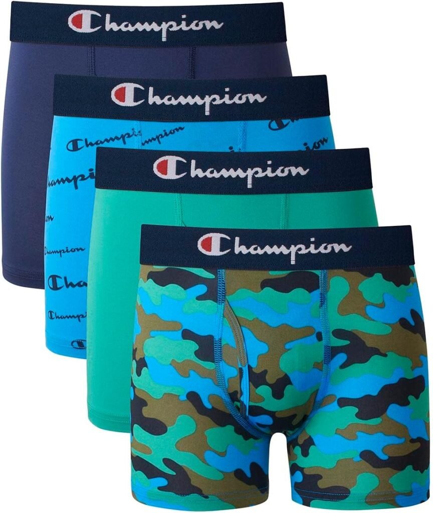 Champion Boys’ Everyday Active Lightweight Stretch Boxer Briefs – 4 Pack (S–xl)