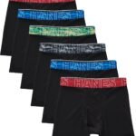 Hanes Boys’ Moves Performance Underwear Boxer Brief, 6-pack, All Over Mesh Moisture Wicking Boxer Briefs