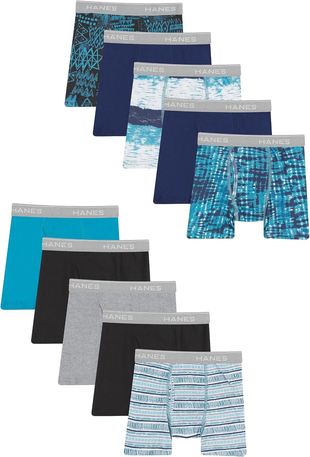 Hanes Boys’ Boxer Briefs, Moisture-wicking Underwear for Boys & Toddlers, Assorted, 10 Or 12 Pack Hanes Boys’ Boxer Briefs, Moisture-wicking Underwear for Boys & Toddlers, Assorted, 10 Or 12 Pack