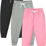 Resinta 3 Packs Girls’ Sweatpants Toddler Active Jogger Pants with Pockets
