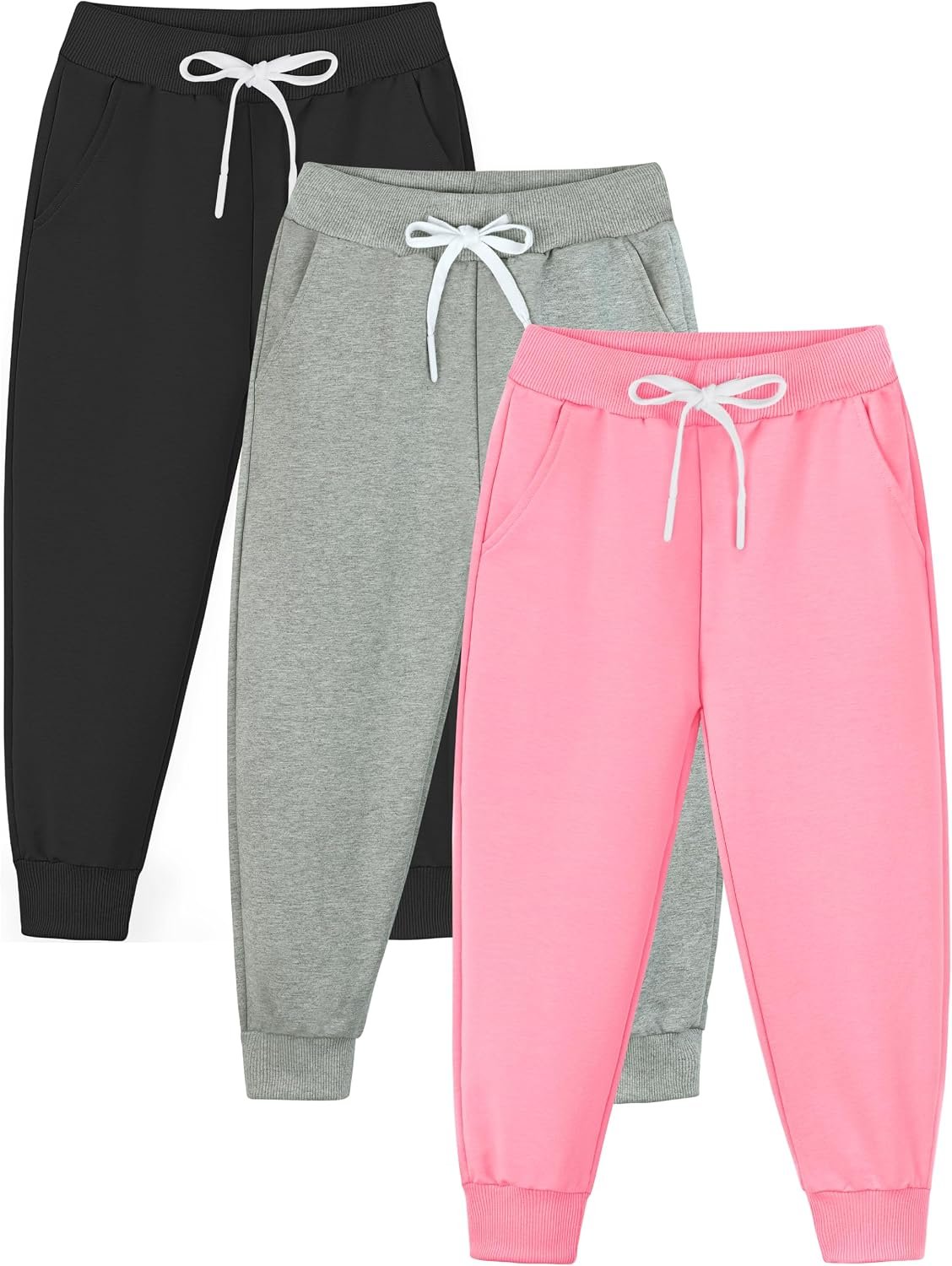 Resinta 3 Packs Girls’ Sweatpants Toddler Active Jogger Pants with Pockets