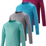 Liberty Imports 4 Pack Youth Boys Long Sleeve Shirts with Thumb Holes