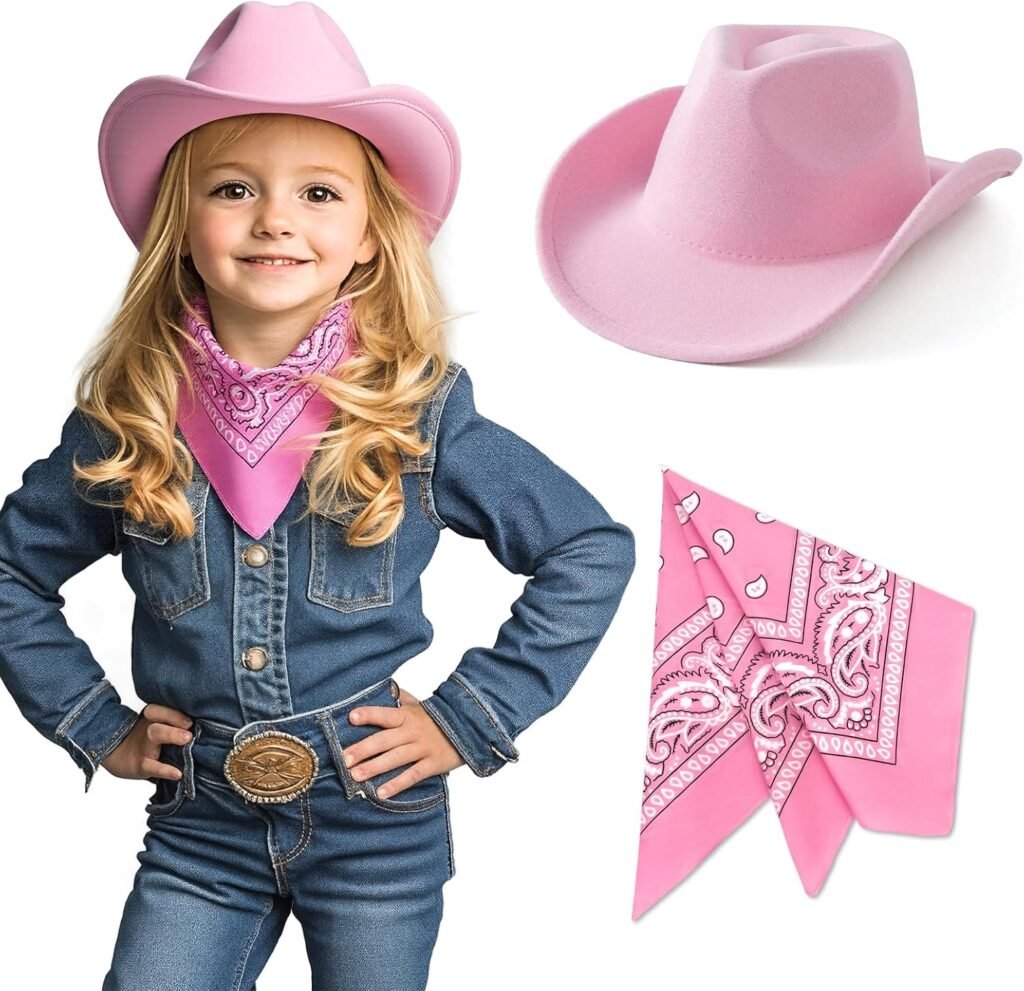 SeptCity Kids Cowboy Hat and Bandana for Age 5-10