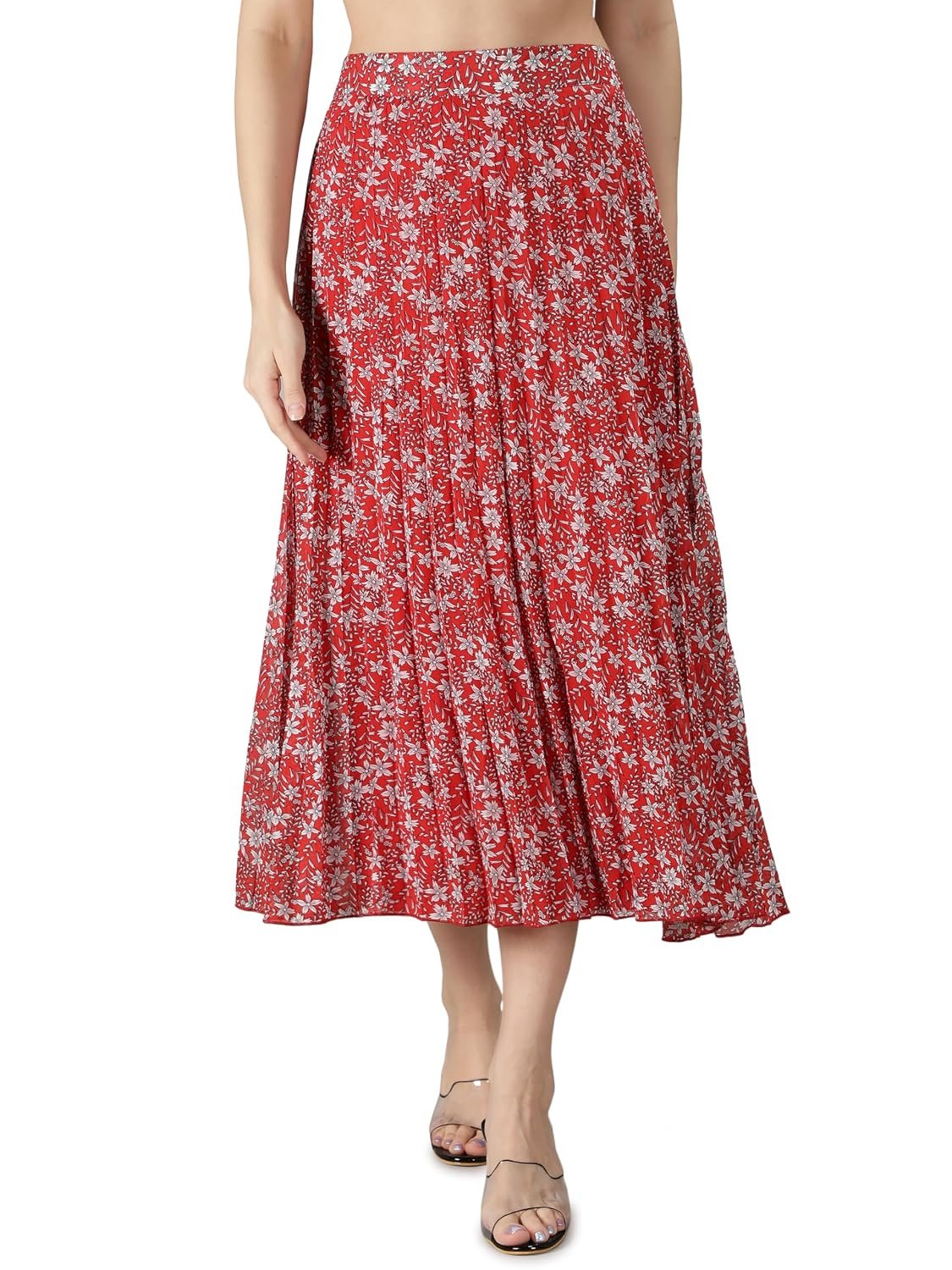 NUEVOSDAMAS Floral Printed Pleated Navy/Multi Skirt NUEVOSDAMAS Floral Printed Pleated Navy/Multi Skirt