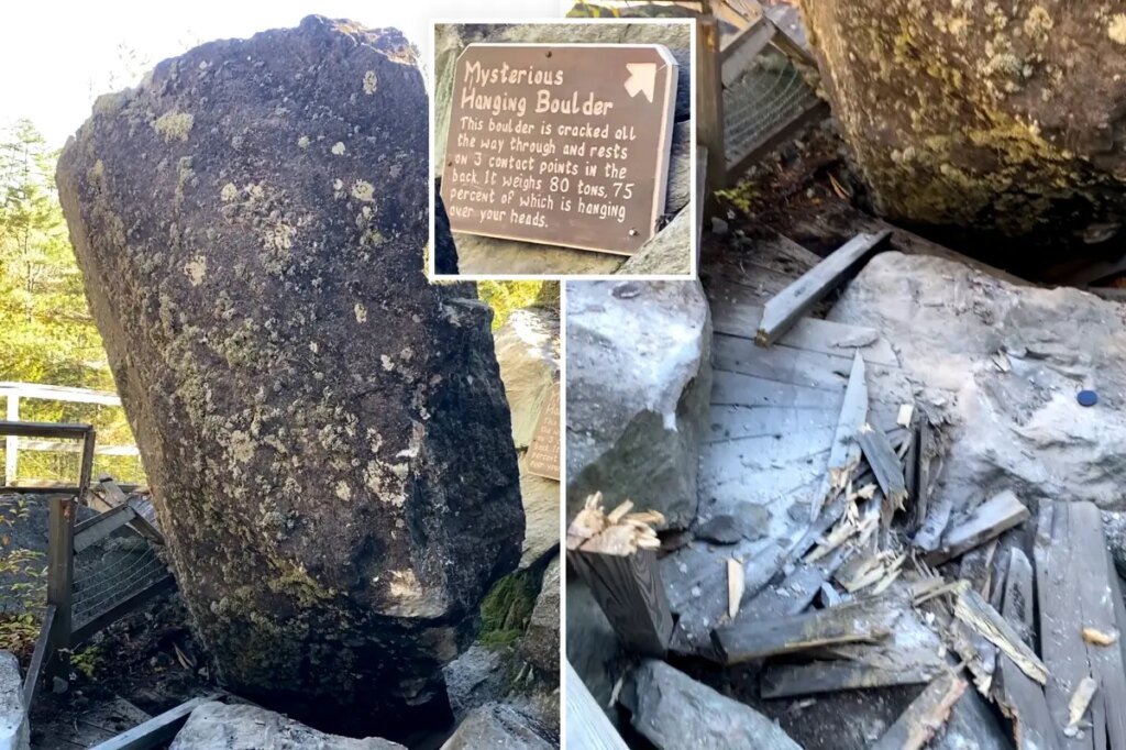 New Hampshire 80 ton boulder crashes down at Polar Caves park