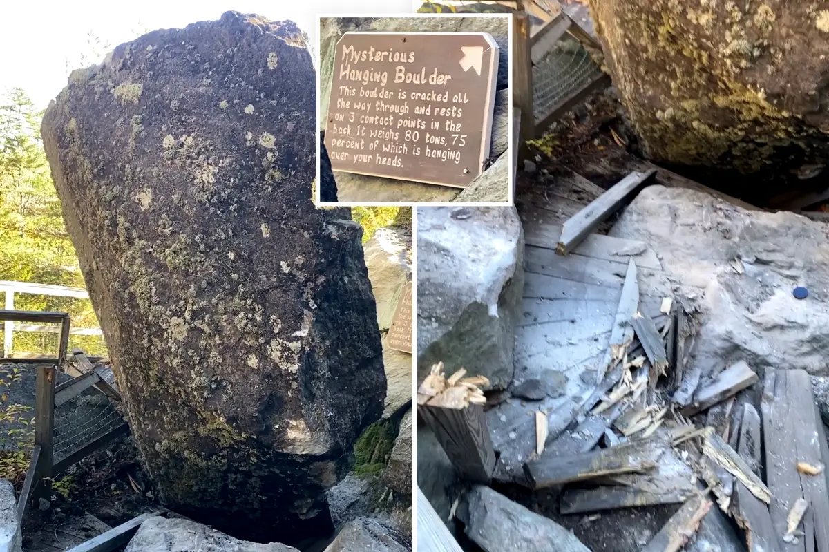 New Hampshire 80 ton boulder crashes down at Polar Caves park