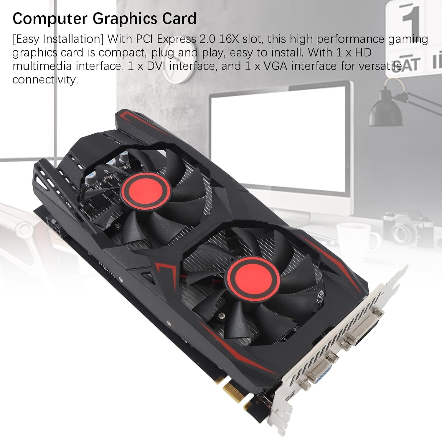 1790848666_230_Zunate-6GB-GDDR5-Graphics-Card-with-Dual-Fan-Cooling-PCI Zunate 6GB GDDR5 Graphics Card with Dual Fan Cooling, PCI Express 2.0 16X Gaming Video Card, 192Bit, HD Multimedia Interface, DVI VGA Ports, for PC and Linux
