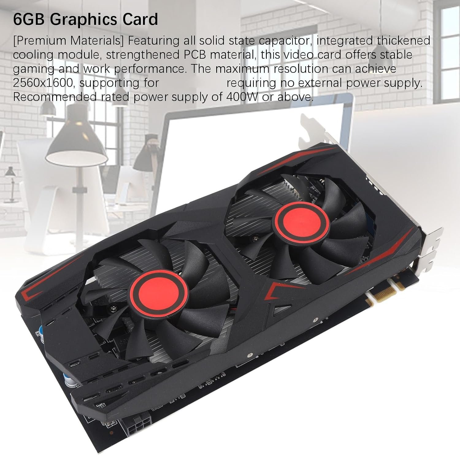 1790848667_178_Zunate-6GB-GDDR5-Graphics-Card-with-Dual-Fan-Cooling-PCI Zunate 6GB GDDR5 Graphics Card with Dual Fan Cooling, PCI Express 2.0 16X Gaming Video Card, 192Bit, HD Multimedia Interface, DVI VGA Ports, for PC and Linux