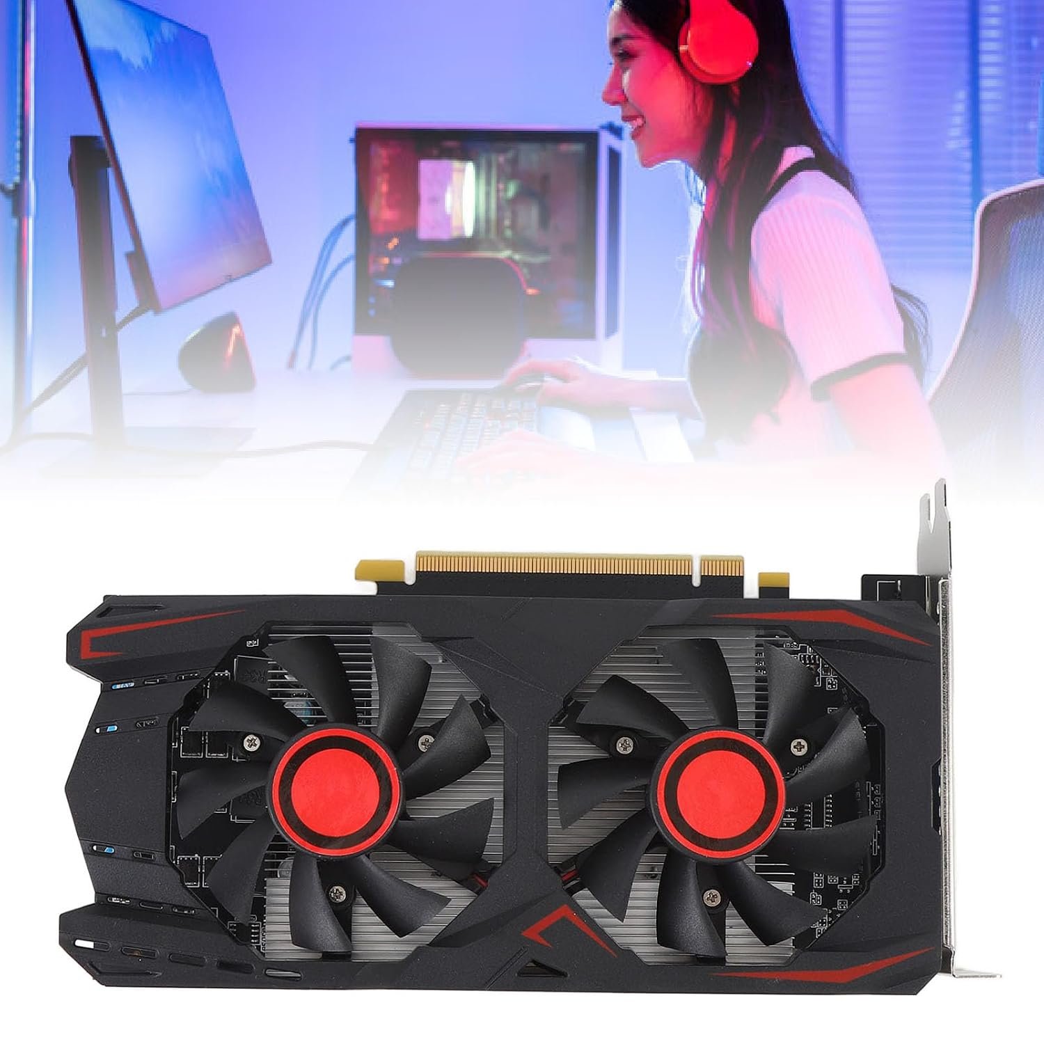 1790848667_995_Zunate-6GB-GDDR5-Graphics-Card-with-Dual-Fan-Cooling-PCI Zunate 6GB GDDR5 Graphics Card with Dual Fan Cooling, PCI Express 2.0 16X Gaming Video Card, 192Bit, HD Multimedia Interface, DVI VGA Ports, for PC and Linux