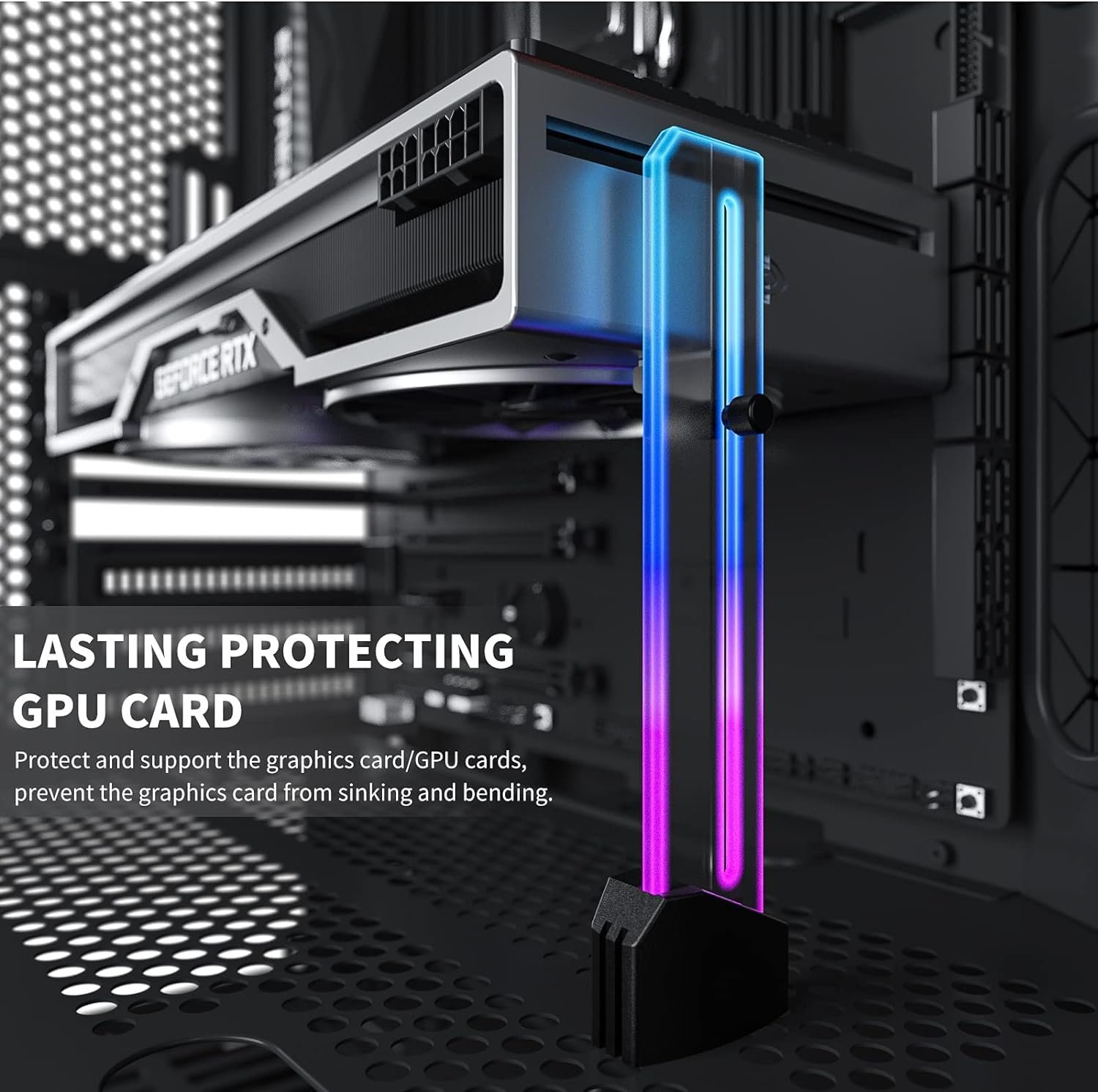 1790884892_269_Amazon-Basics-5V-Addressable-RGB-Graphics-Card-GPU-Brace-Support Amazon Basics 5V Addressable RGB Graphics Card GPU Brace Support Video Card Sag Holder,Built-in 5V ARGB Lamp,Adjustable Height Support