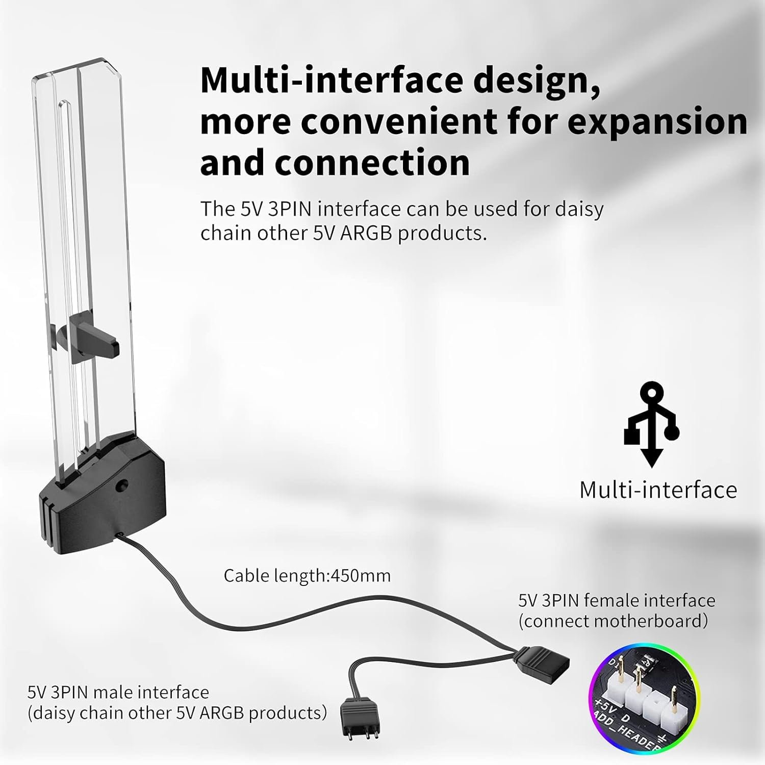 1790884892_370_Amazon-Basics-5V-Addressable-RGB-Graphics-Card-GPU-Brace-Support Amazon Basics 5V Addressable RGB Graphics Card GPU Brace Support Video Card Sag Holder,Built-in 5V ARGB Lamp,Adjustable Height Support