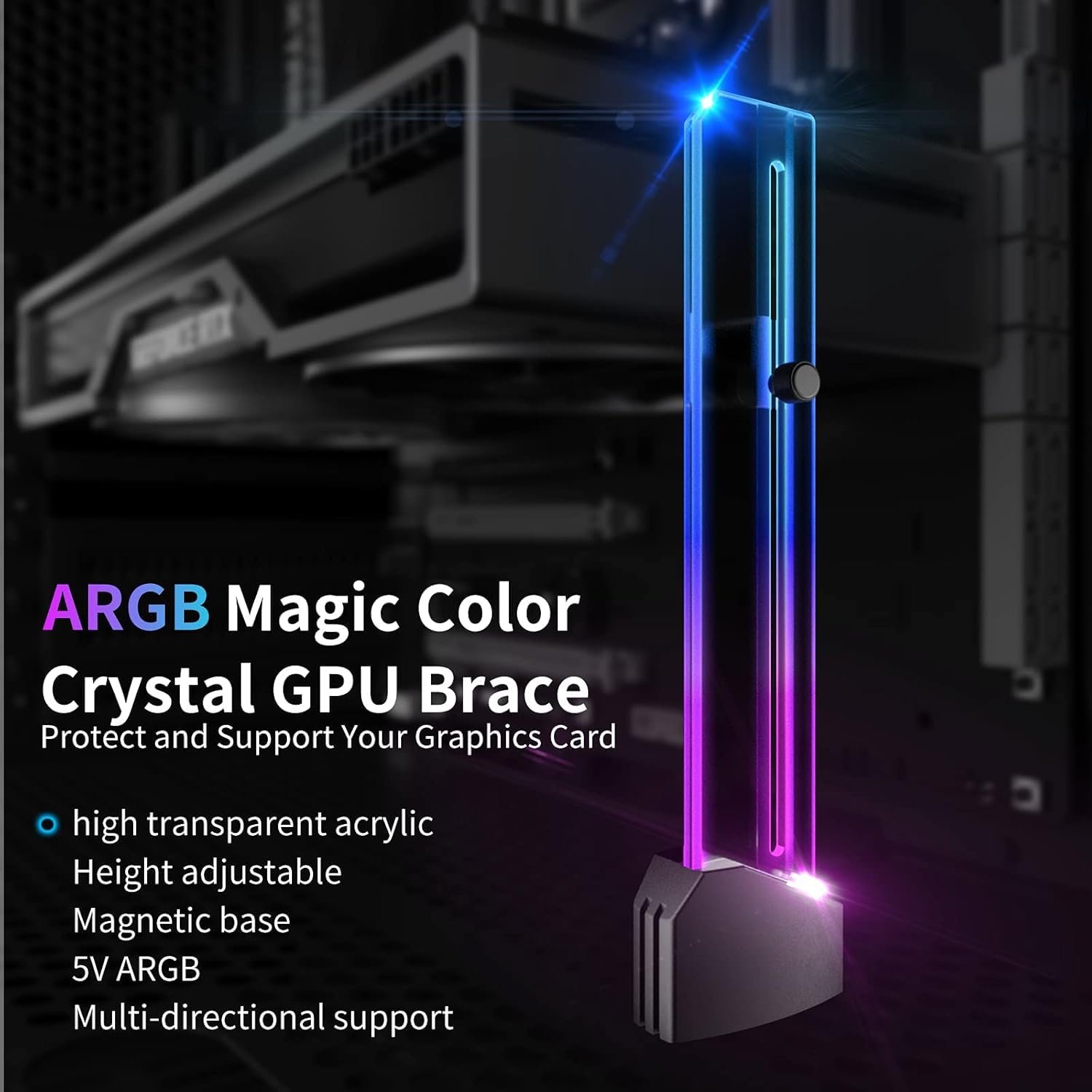 1790884892_629_Amazon-Basics-5V-Addressable-RGB-Graphics-Card-GPU-Brace-Support Amazon Basics 5V Addressable RGB Graphics Card GPU Brace Support Video Card Sag Holder,Built-in 5V ARGB Lamp,Adjustable Height Support