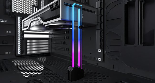 1790884894_757_Amazon-Basics-5V-Addressable-RGB-Graphics-Card-GPU-Brace-Support Amazon Basics 5V Addressable RGB Graphics Card GPU Brace Support Video Card Sag Holder,Built-in 5V ARGB Lamp,Adjustable Height Support