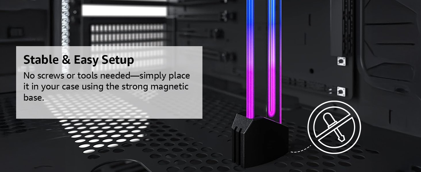 1790884895_403_Amazon-Basics-5V-Addressable-RGB-Graphics-Card-GPU-Brace-Support Amazon Basics 5V Addressable RGB Graphics Card GPU Brace Support Video Card Sag Holder,Built-in 5V ARGB Lamp,Adjustable Height Support