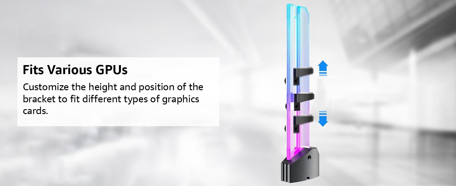 1790884895_730_Amazon-Basics-5V-Addressable-RGB-Graphics-Card-GPU-Brace-Support Amazon Basics 5V Addressable RGB Graphics Card GPU Brace Support Video Card Sag Holder,Built-in 5V ARGB Lamp,Adjustable Height Support