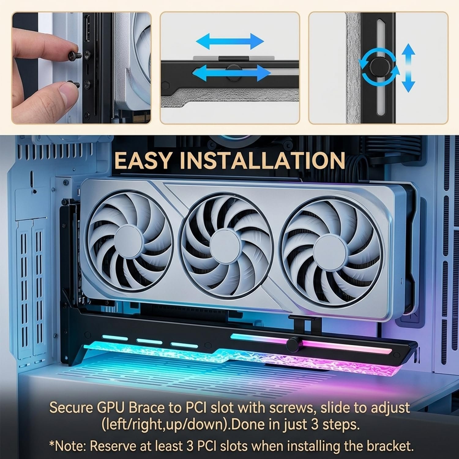 1790896231_940_ZORBES-GPU-Sag-Bracket-Metal-Adjustable-ARGB-5V-3Pin-Stand ZORBES GPU Sag Bracket Metal Adjustable ARGB 5V 3Pin Stand
